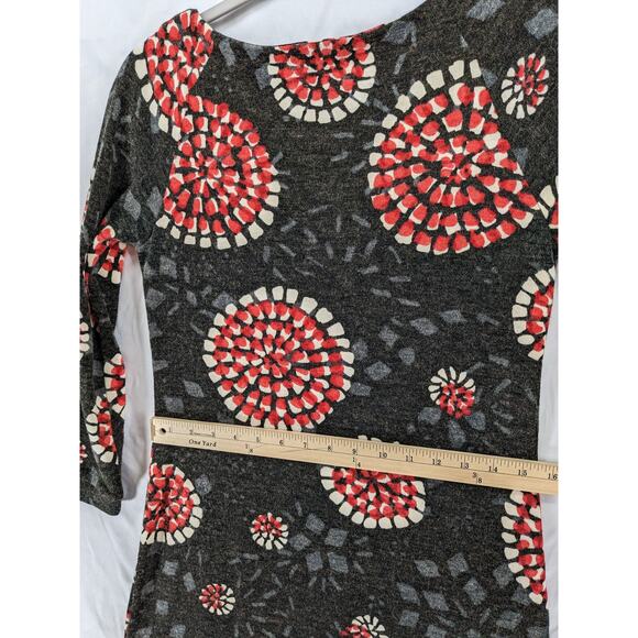 Aryeh by Anthropologie Floral Starburst Dress Small Red‎ Gray Retro Mod 60s Mini - Picture 8 of 13